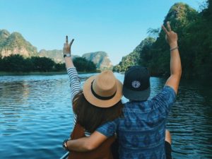 Vietnamese young couple travel 